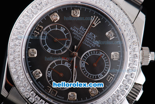 Rolex Daytona Oyster Perpetual Chronometer Automatic with White Diamond Bezel,Black Dial and Diamond Marking - Click Image to Close
